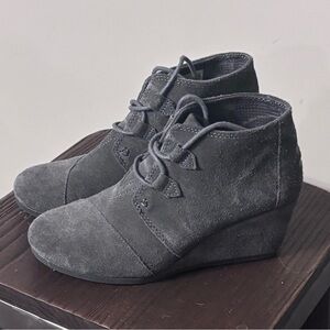 Toms Charcoal Suede Ankle Booties